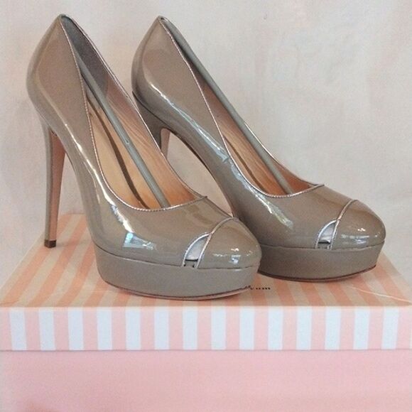 Footcandy Taupe Patent Platform Pump